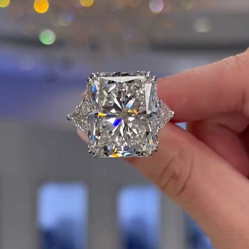 Honorable Radiant & Triangle Cut Three Stone Engagement Ring