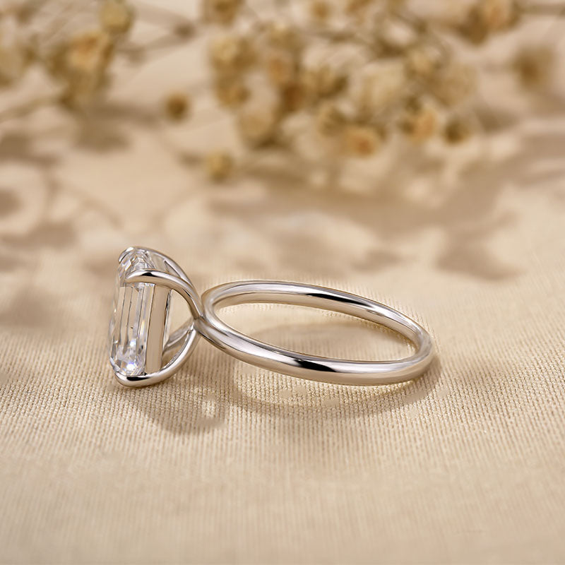 Yellow Gold Emerald Cut 3.5 Carat Solitaire Engagement Ring For Her