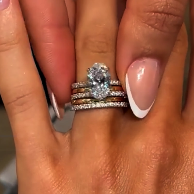 Maxine 5PC Oval Cut Wedding Ring Set With Classic Wedding Bands