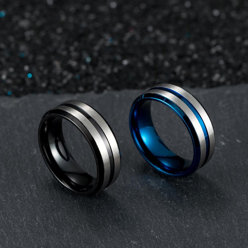 Two Tone Stainless Steel Brushed Plating Men's Wide Wedding Band
