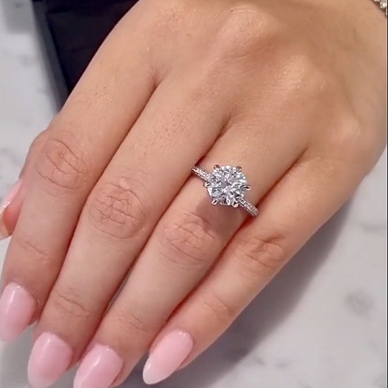 Maxine Classic Moissanite 2.0 Carat Round Cut Engagement Ring