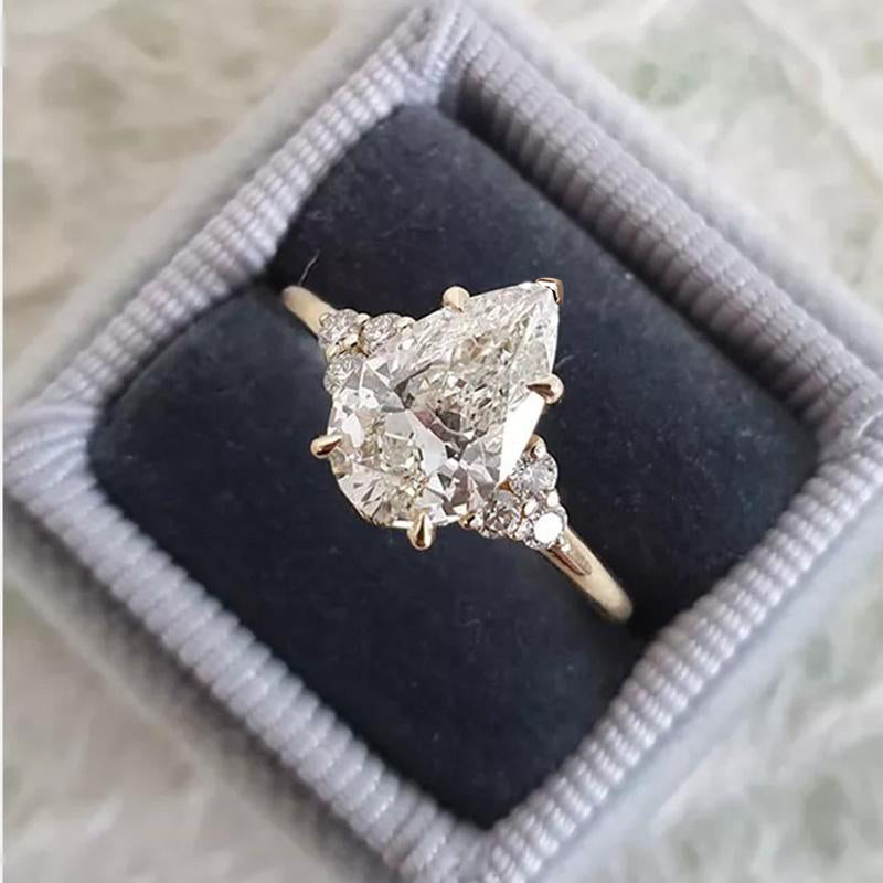 Ahabobo Pear Cut Sona Simulated Diamonds Engagement Ring In Sterling Silver