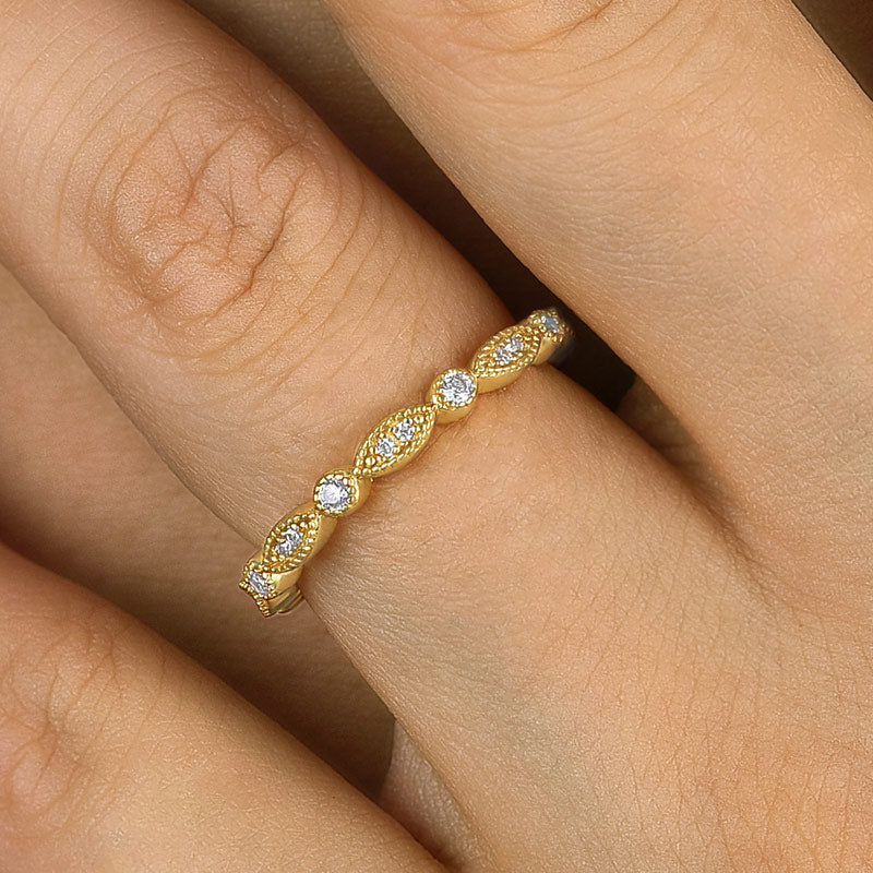 Vintage Full Eternity Art Deco Stacking Women's Wedding Band In Sterling Silver