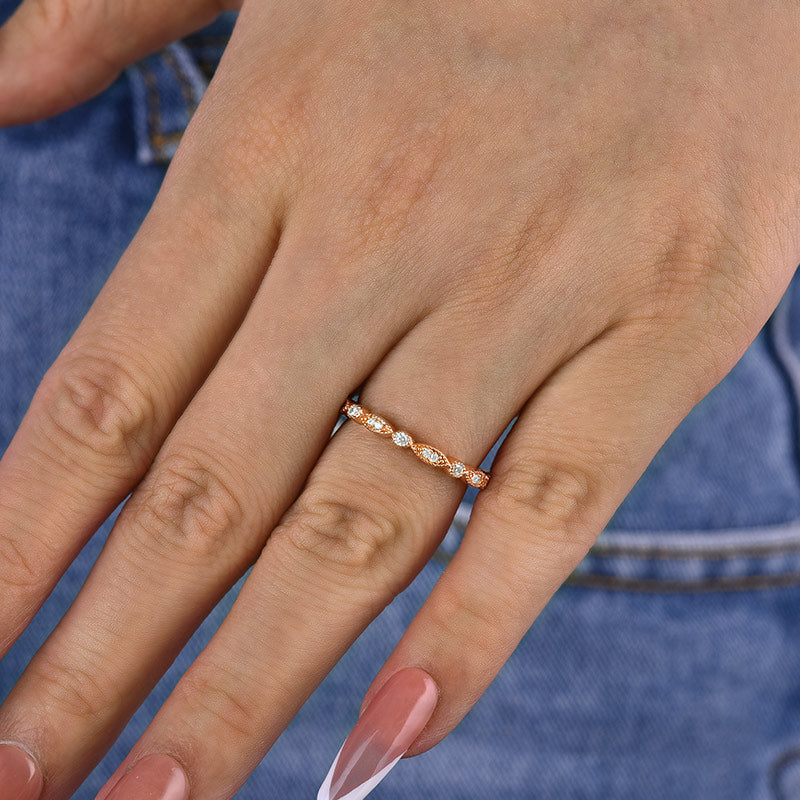 Vintage Full Eternity Art Deco Stacking Women's Wedding Band In Sterling Silver
