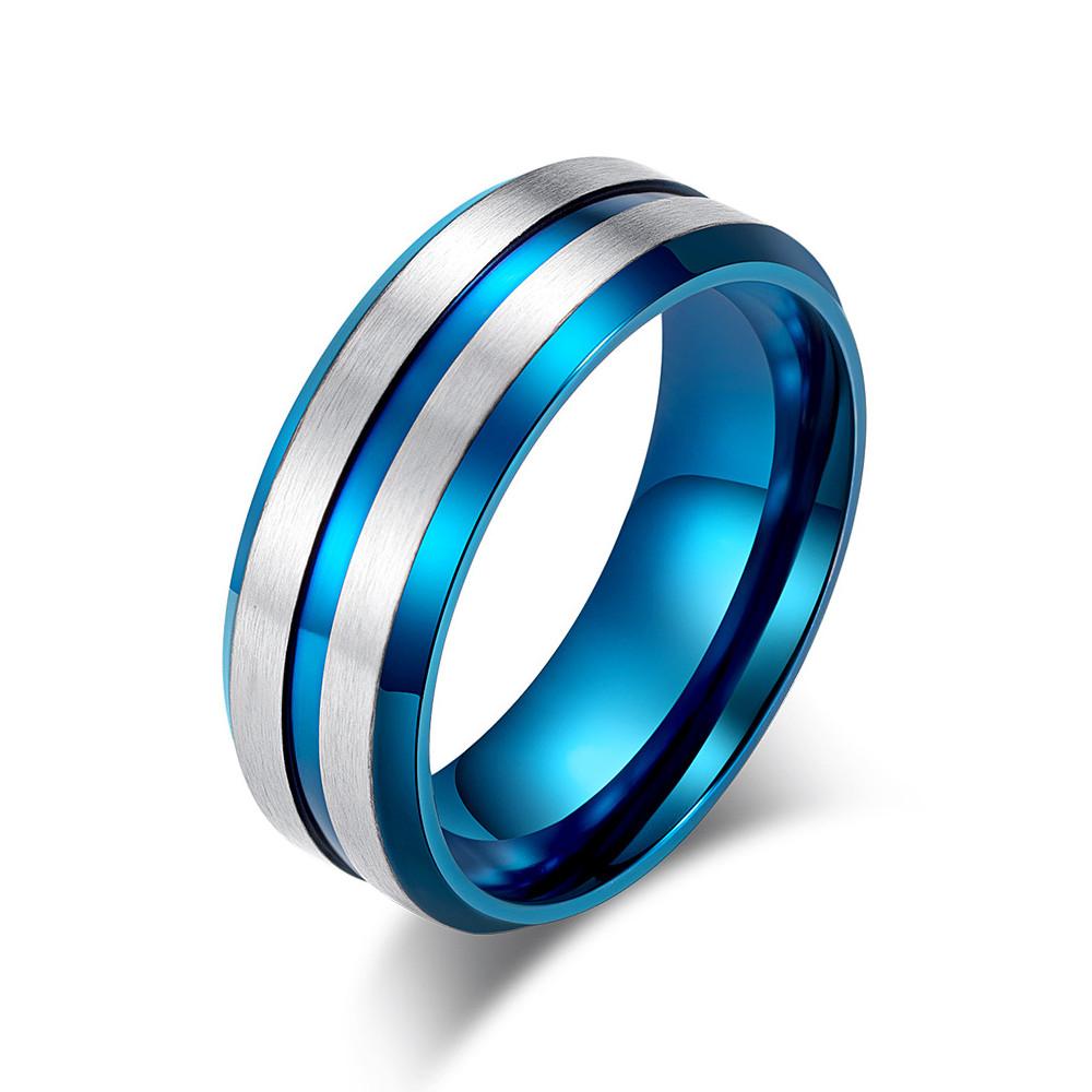 Two Tone Stainless Steel Brushed Plating Men's Wide Wedding Band