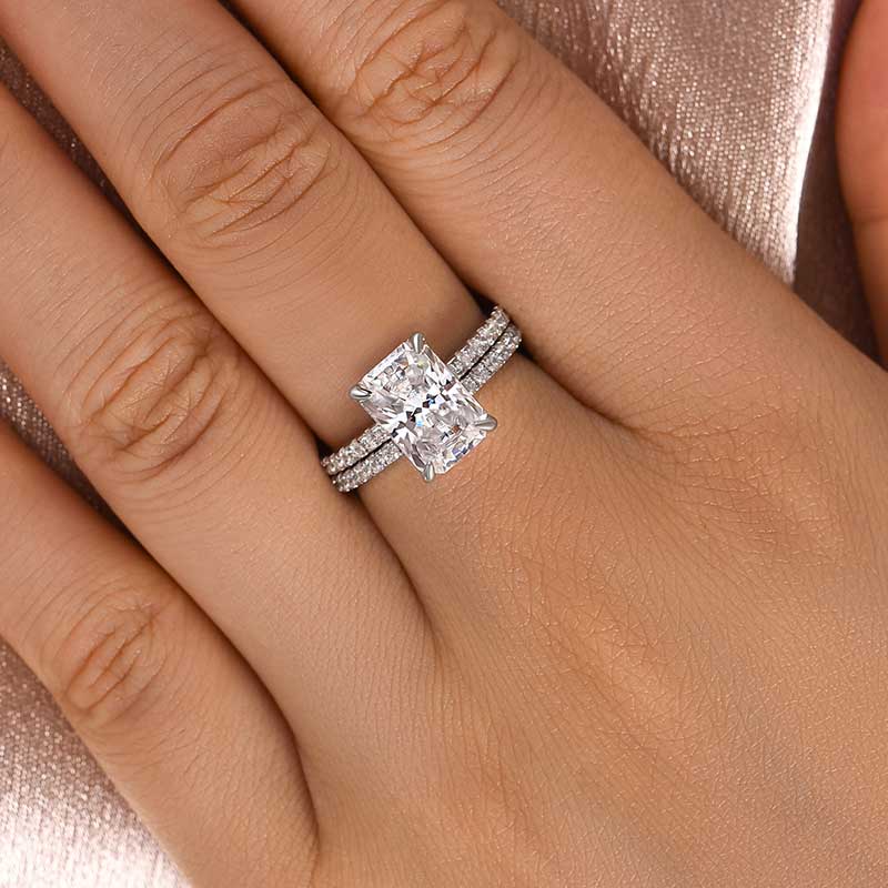 Maxine Moissanite 3.5CT Radiant Cut Wedding Ring Set In Sterling Silver