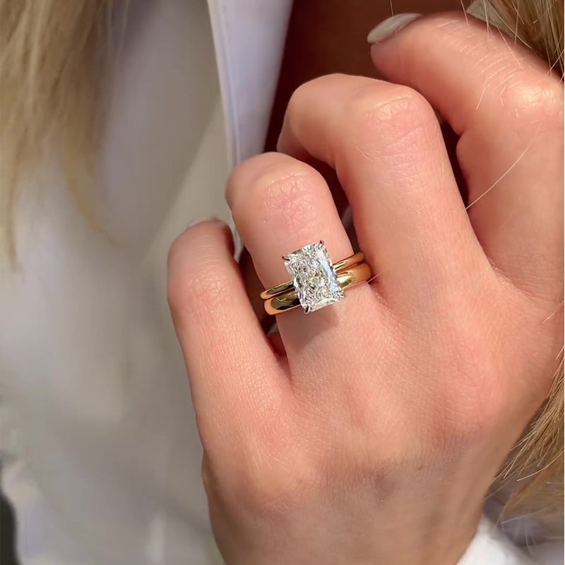 Maxine Classic 4.5 CT Radiant Cut Wedding Ring Set