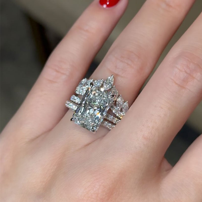Maxine 3PC Vintage Elongated Radiant Cut Wedding Set For Women