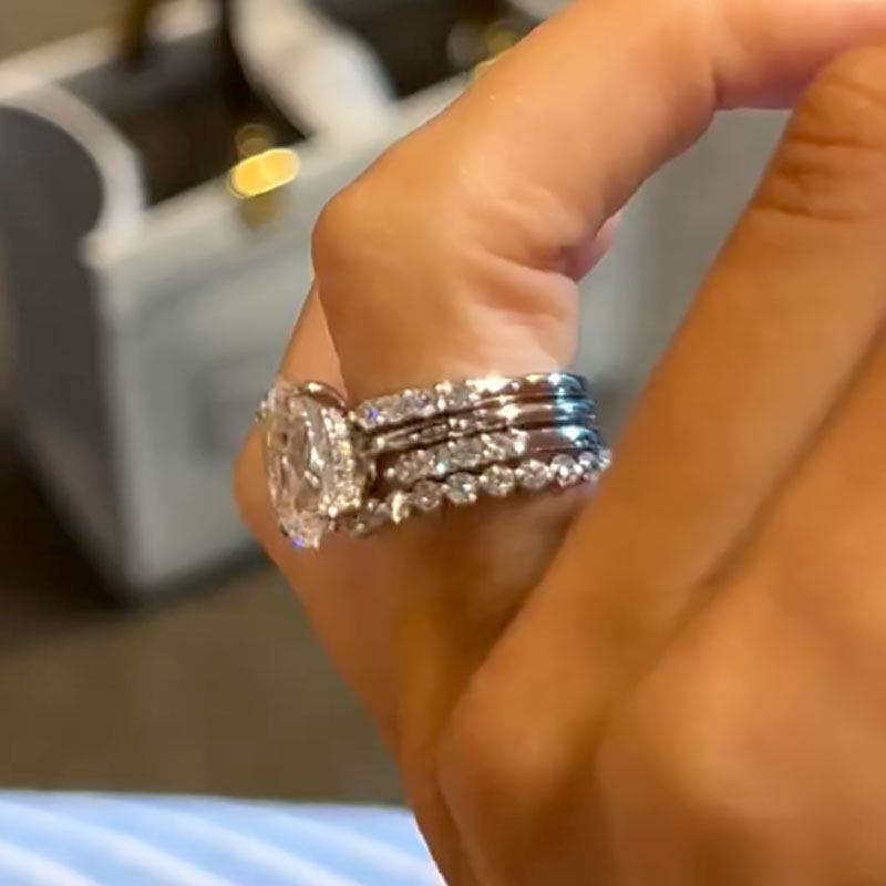 Maxine 4PC Oval Cut Wedding Ring Set With Open Wedding Band