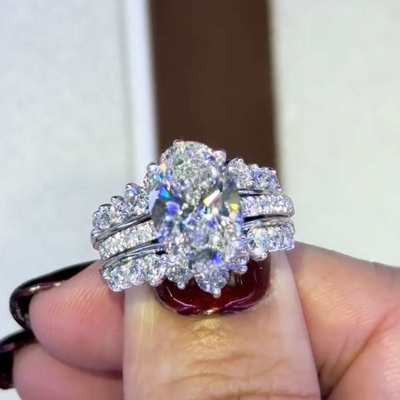 Exclusive 4.0Ct Oval Cut Wedding Ring Set Travel Ring With Jacket Wedding Band