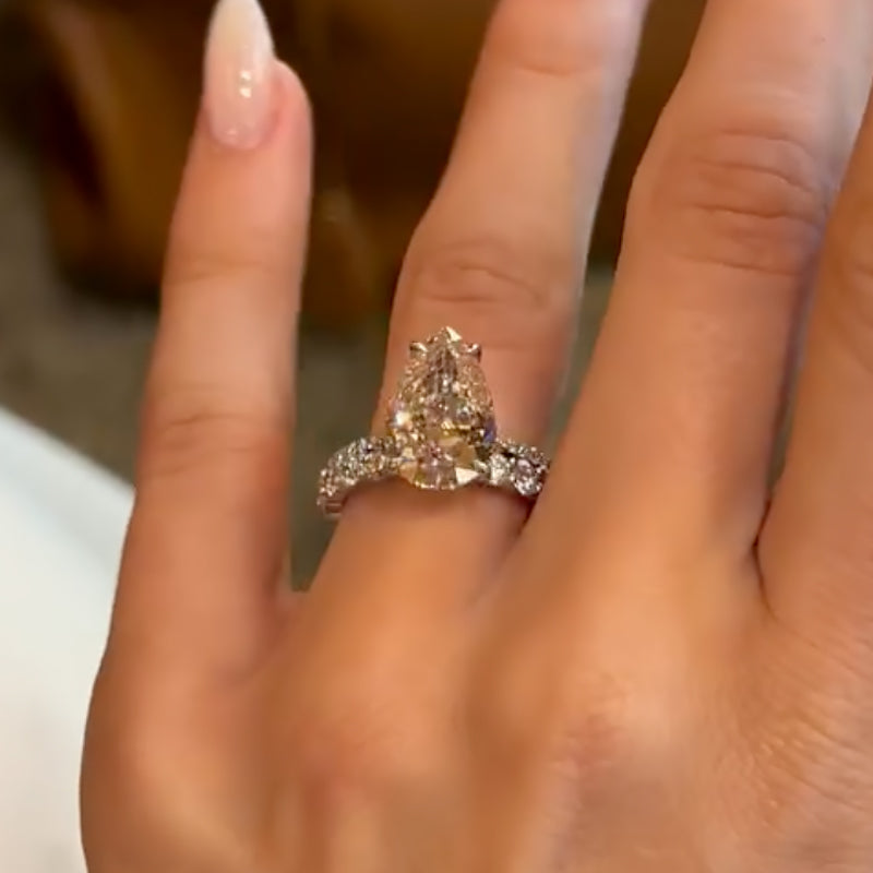 Maxine 4.5 Carat Pear Cut Wedding Ring Set With Open Wedding Band