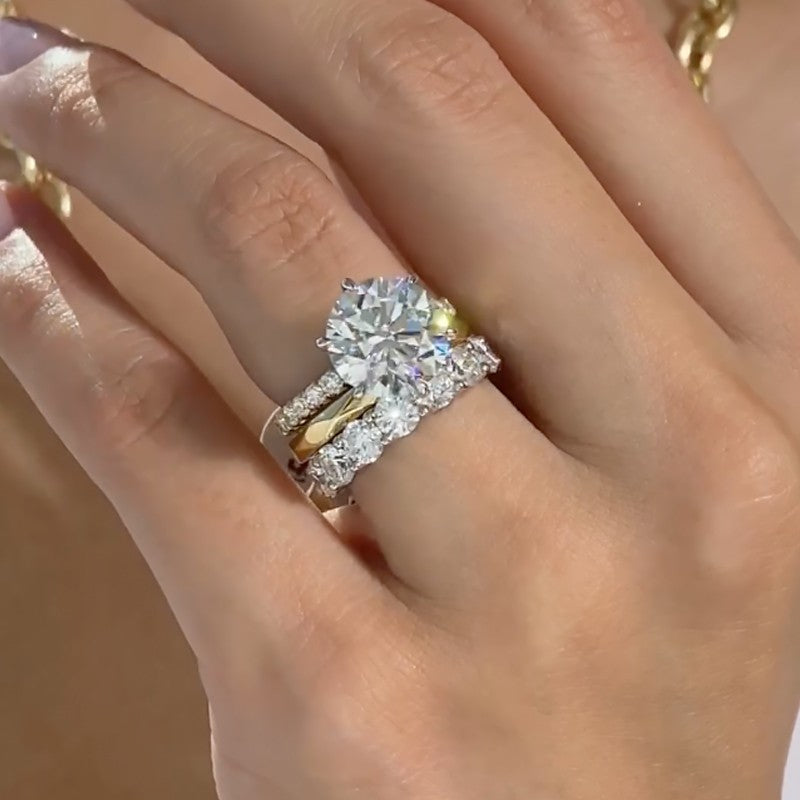 3PC 3.0Ct Round Cut Wedding Ring Set With Luxurious Wedding Bands