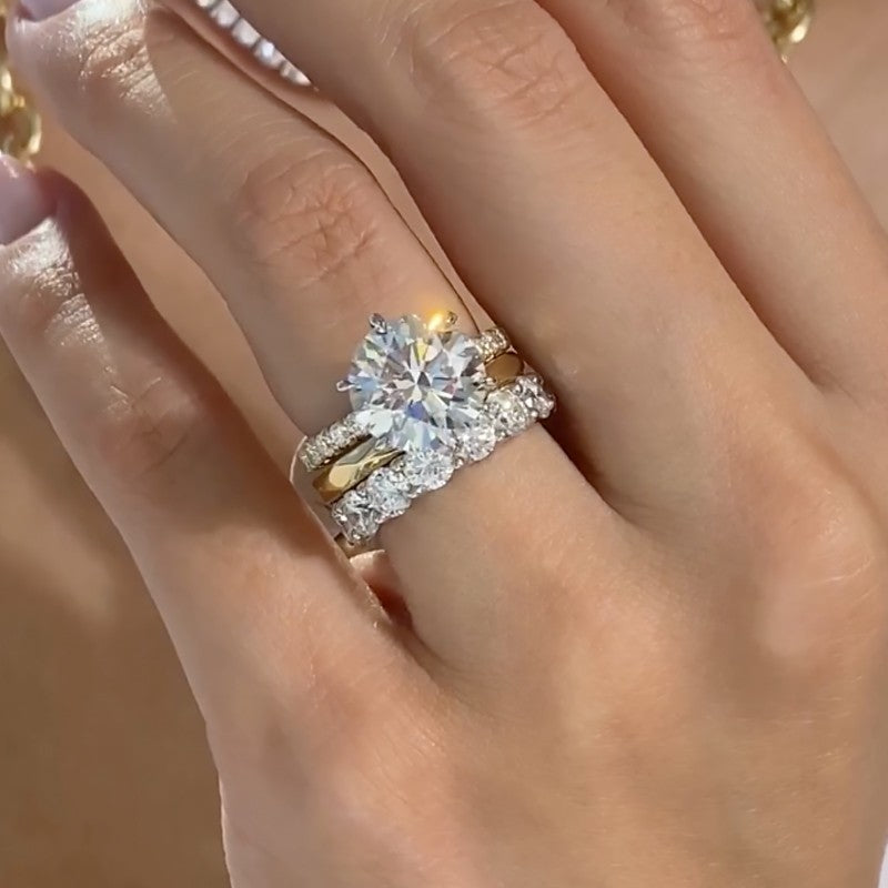 3PC 3.0Ct Round Cut Wedding Ring Set With Luxurious Wedding Bands