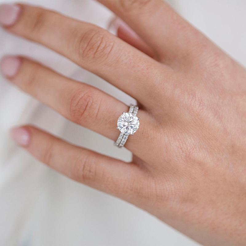 2.0Ct Classic Round Cut Wedding Ring Set In Sterling Silver