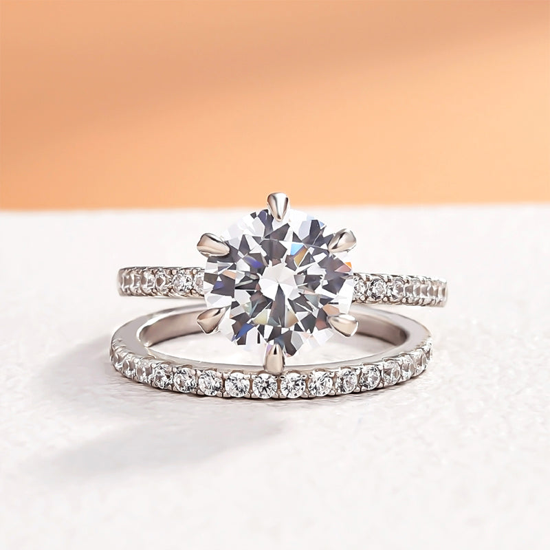 Exclusive Round Cut Sona Simulated Diamond  Wedding Set In Sterling Silver