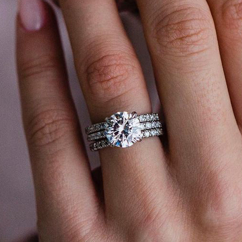 2.0Ct Elegant Round Cut 3PC Wedding Ring Set In Sterling Silver