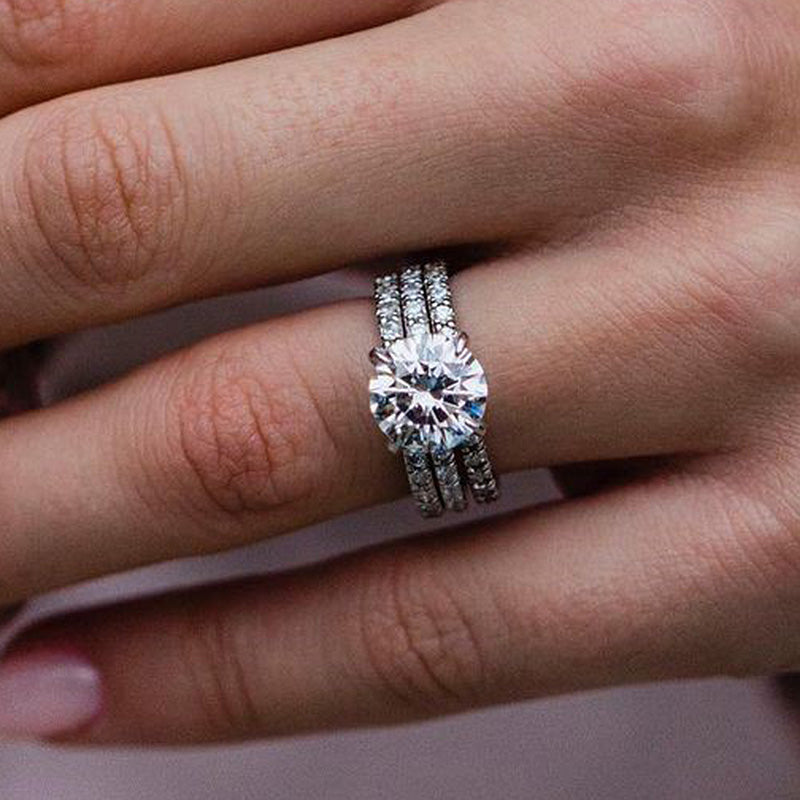 2.0Ct Elegant Round Cut 3PC Wedding Ring Set In Sterling Silver
