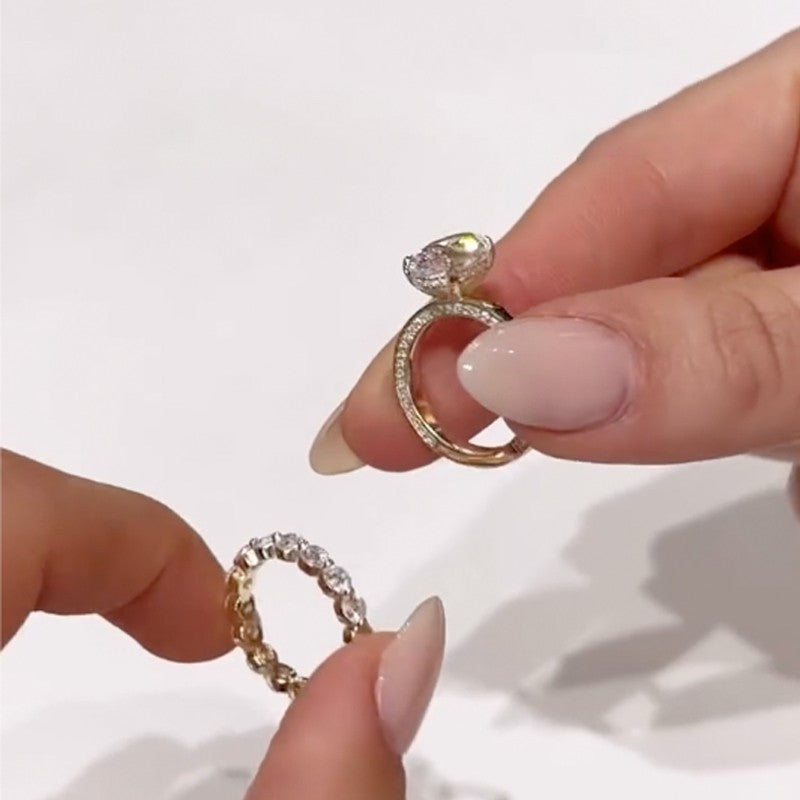 4.0Ct Oval Cut Promise Ring Travel Ring With Eternity Wedding Band