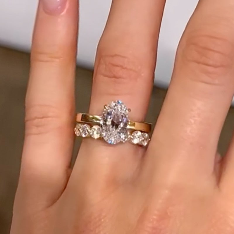 4.0Ct Oval Cut Promise Ring Travel Ring With Eternity Wedding Band