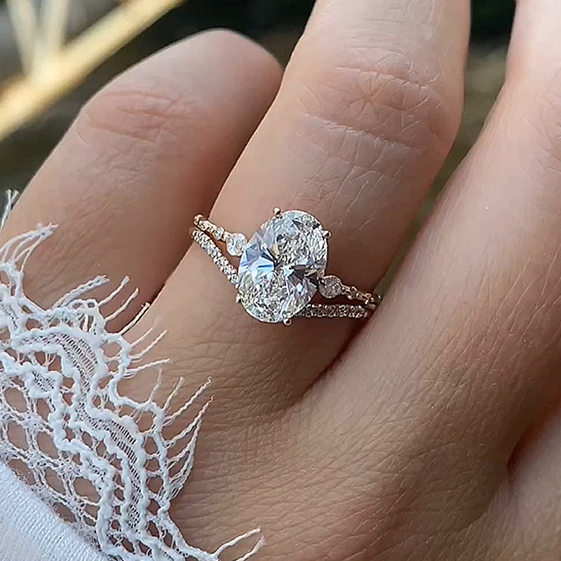 Gorgeous Oval Cut Wedding Set For Women In Sterling Silver