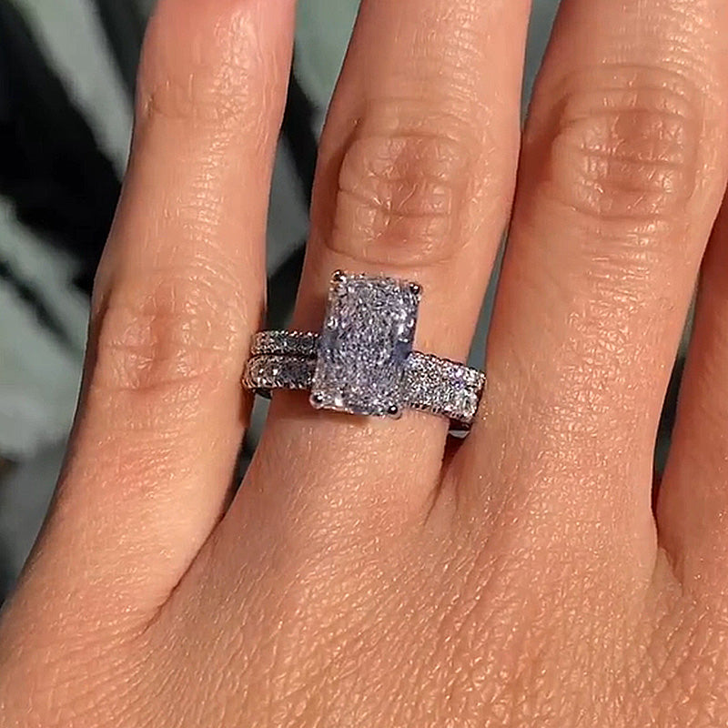 Ahabobo Radiant Cut Wedding Ring Set