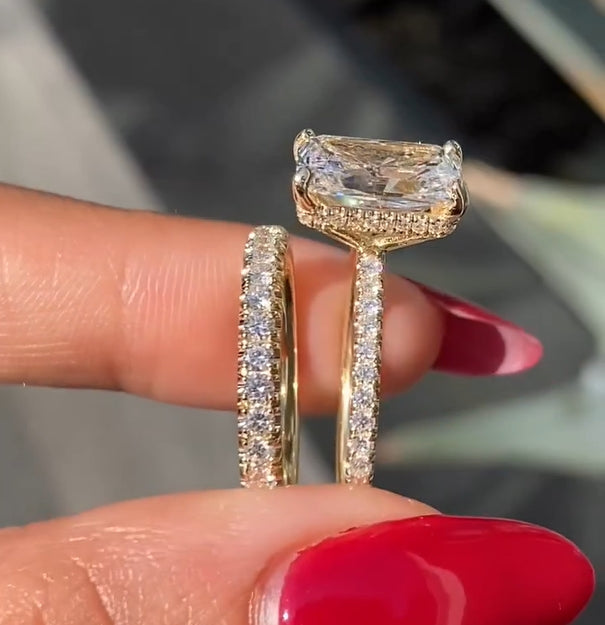 Ahabobo Radiant Cut Wedding Ring Set