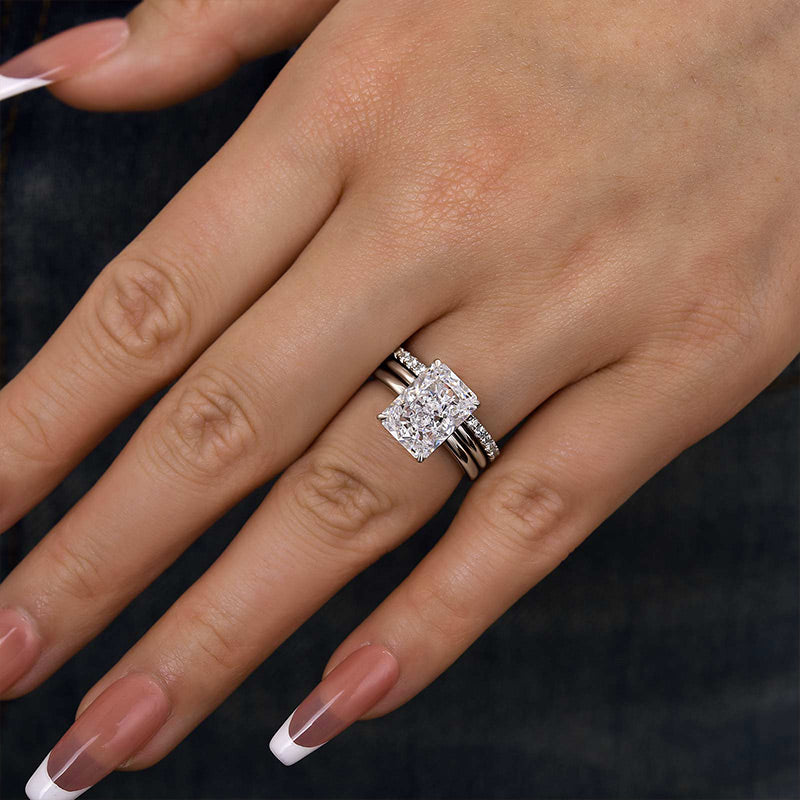 4.5Ct Classic Radiant Cut 3PC Wedding Ring Set