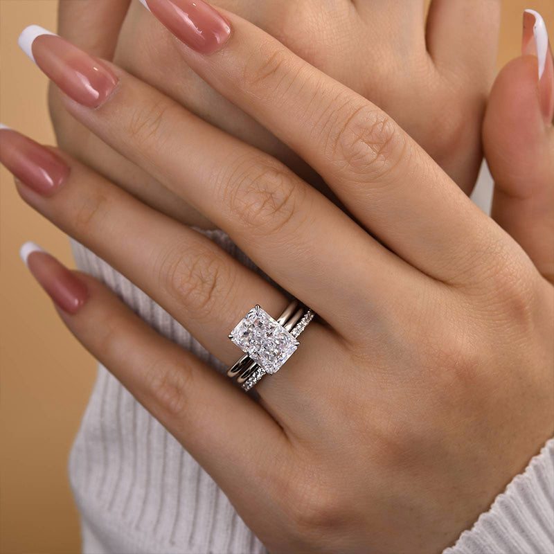 4.5Ct Classic Radiant Cut 3PC Wedding Ring Set