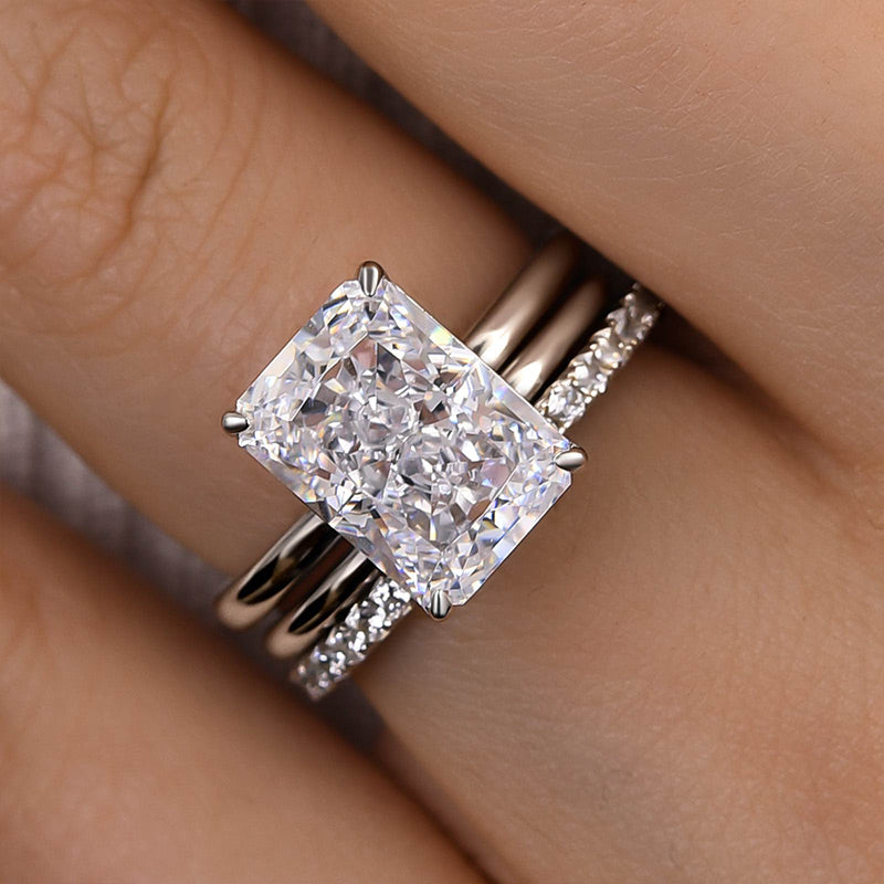 4.5Ct Classic Radiant Cut 3PC Wedding Ring Set