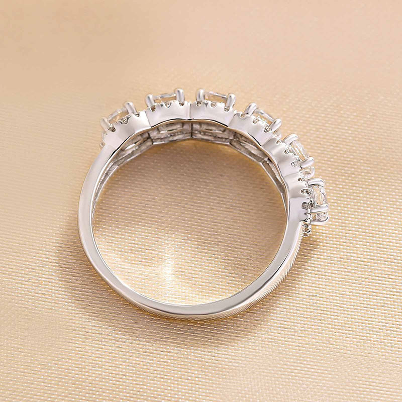 Unique Gifts Halo Six Cushion Cut Diamond Women's Wedding Band Ring