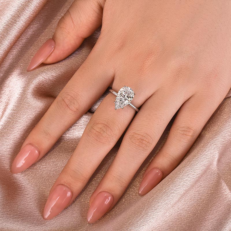 Ahabobo Moissanite 4.0 Ct Pear Cut Engagement Ring For Women