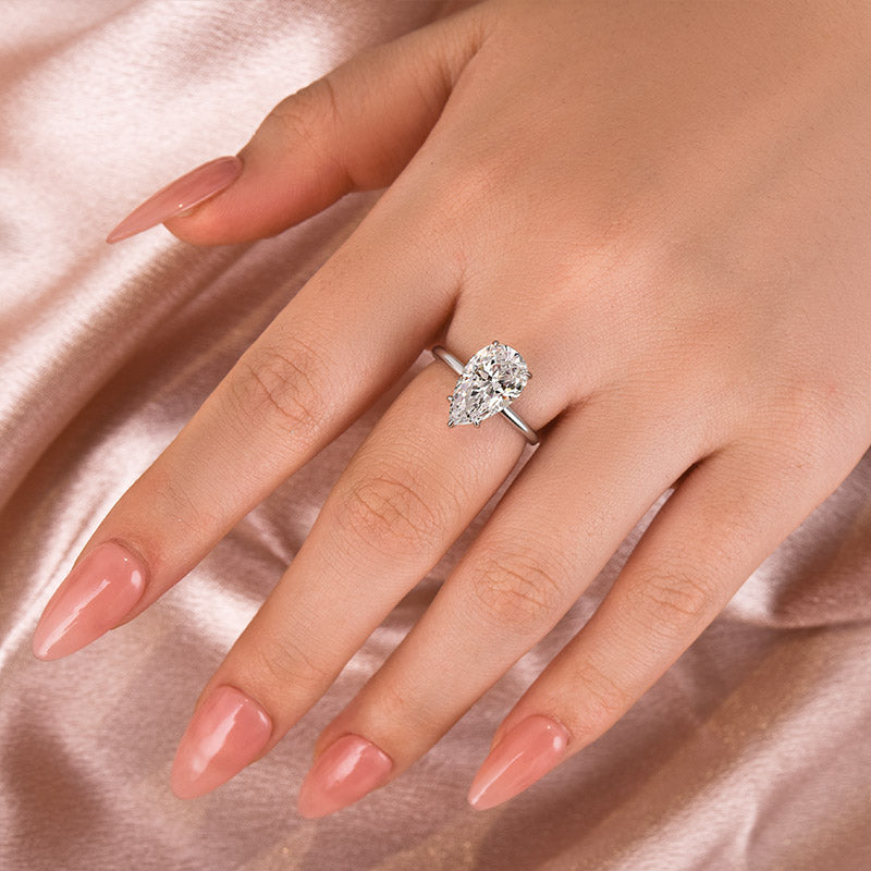 Ahabobo Moissanite 4.0 Ct Pear Cut Engagement Ring For Women