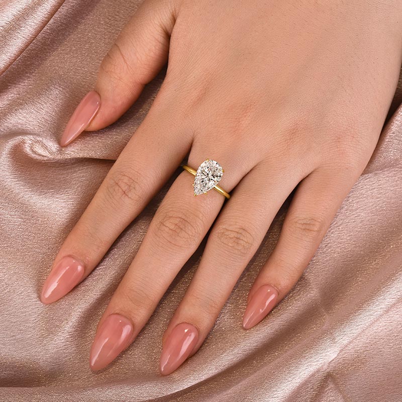 Ahabobo Moissanite 4.0 Ct Pear Cut Engagement Ring For Women
