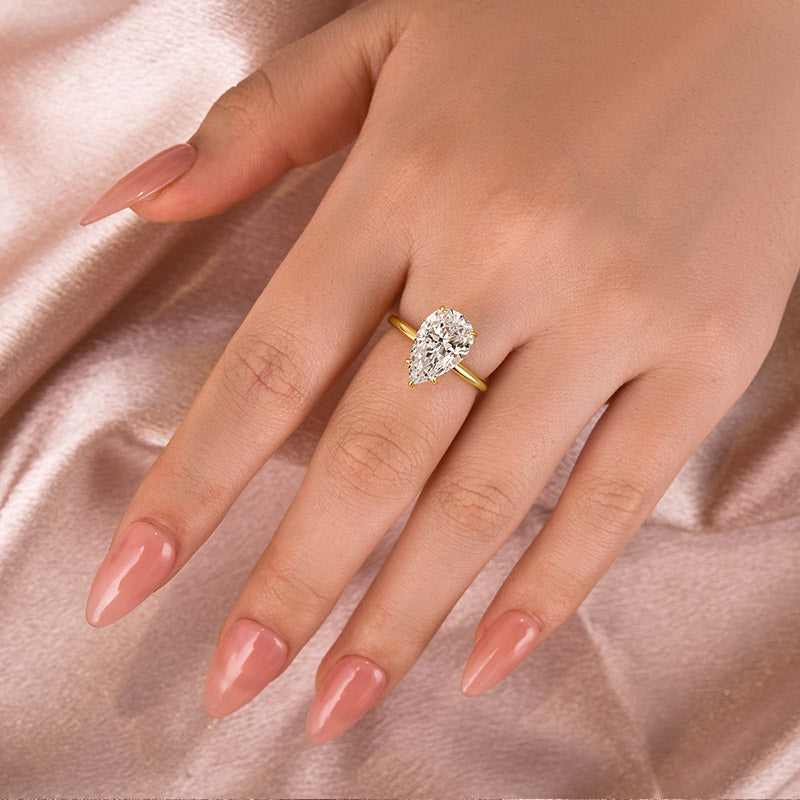 Ahabobo Moissanite 4.0 Ct Pear Cut Engagement Ring For Women