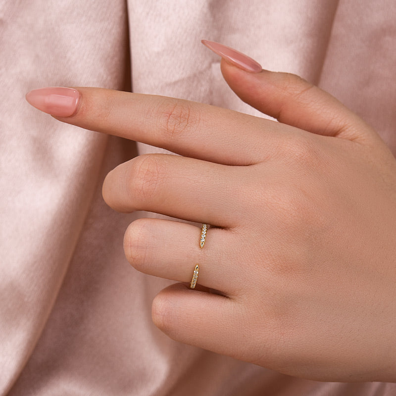 Ahabobo Open Moissanite Diamond PavÃ© Spacer Ring
