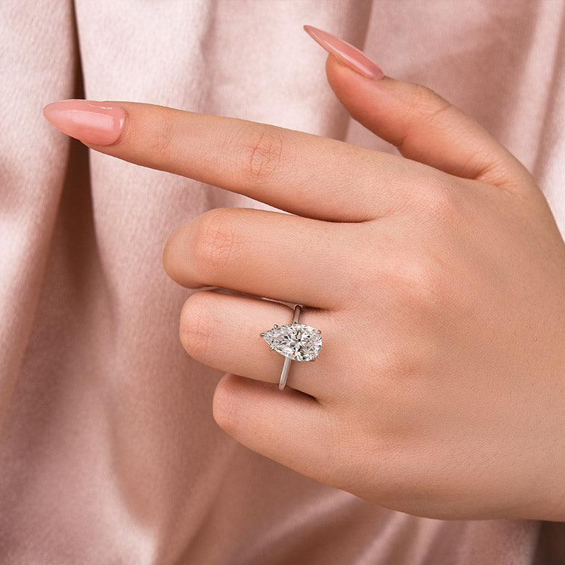 Ahabobo Moissanite 4.0 Ct Pear Cut Engagement Ring For Women