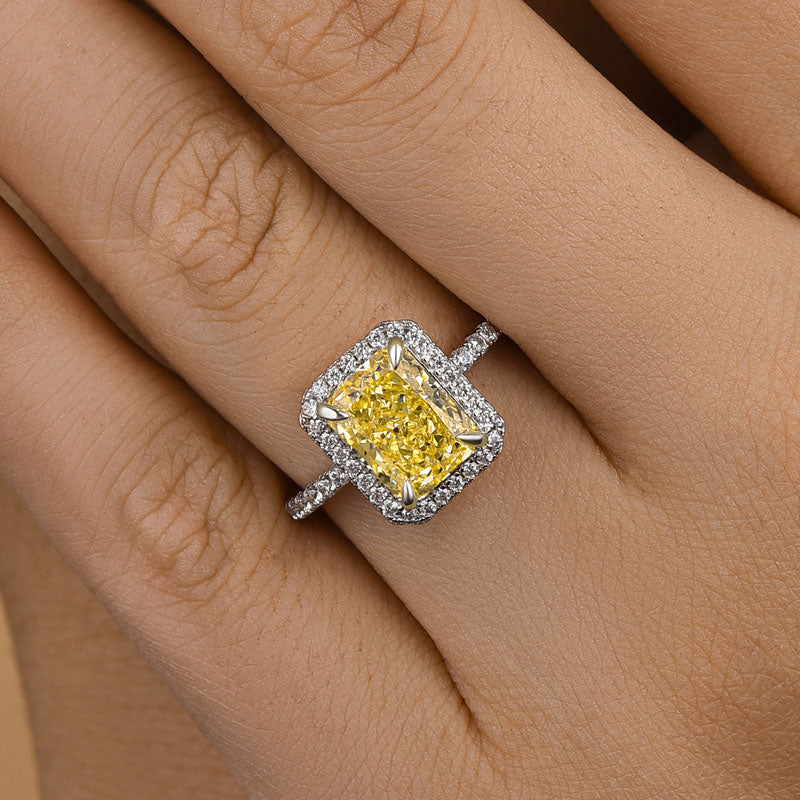 Halo Radiant Cut Yellow Sapphire Engagement Ring