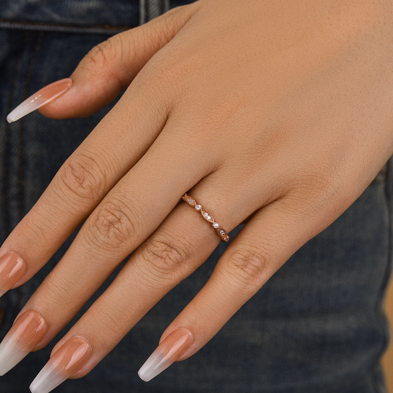 Art Deco Half Eternity Sona Simulated Diamond Women's Wedding Band
