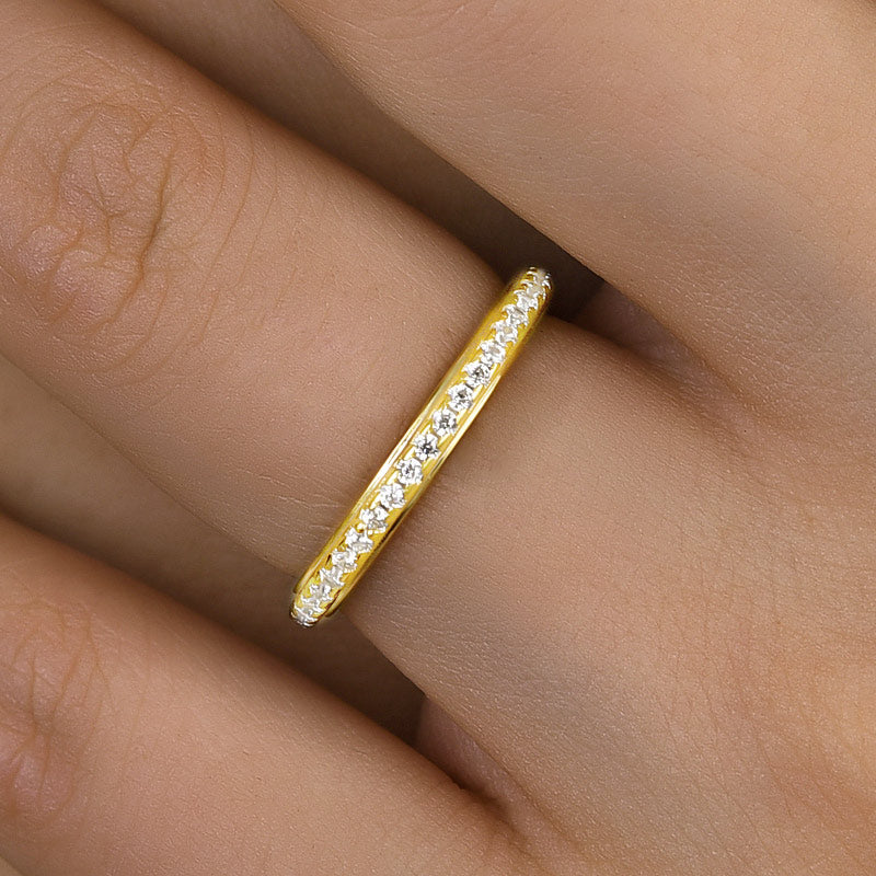 Desirable Yellow Gold Pave Wedding Band