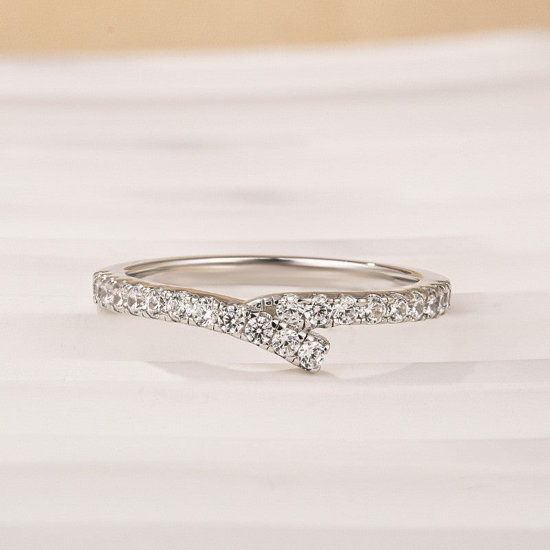 Unique White Gold Wedding Band In Sterling Silver