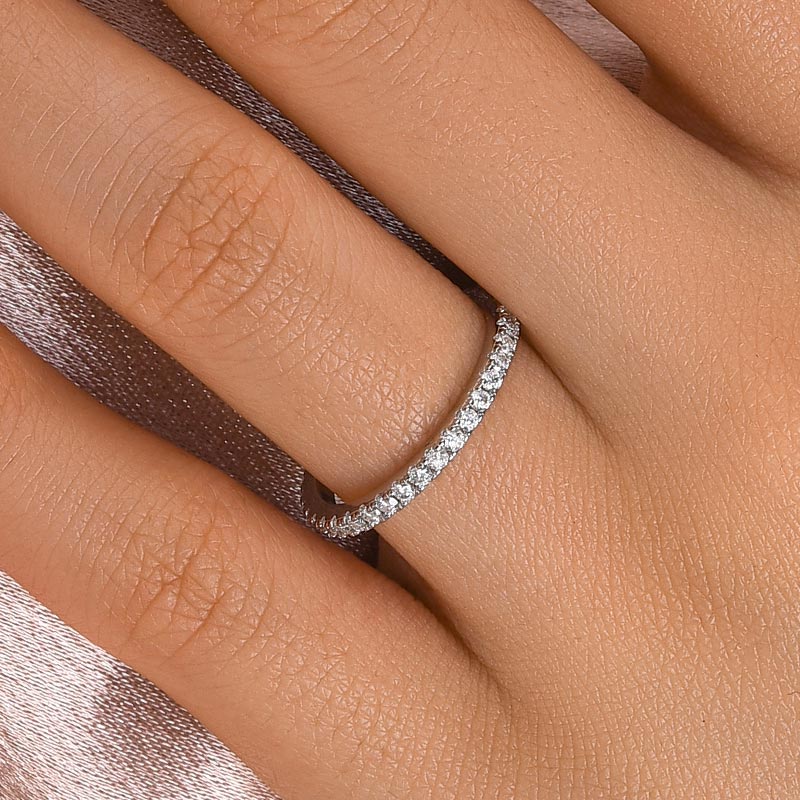 Ahabobo Moissanite 0.5 Ct Full Eternity Thin Wedding Band For Women