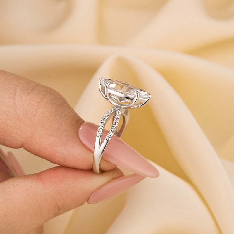 Unique 4.0Ct Marquise Cut Twist Travel Ring Engagement Ring