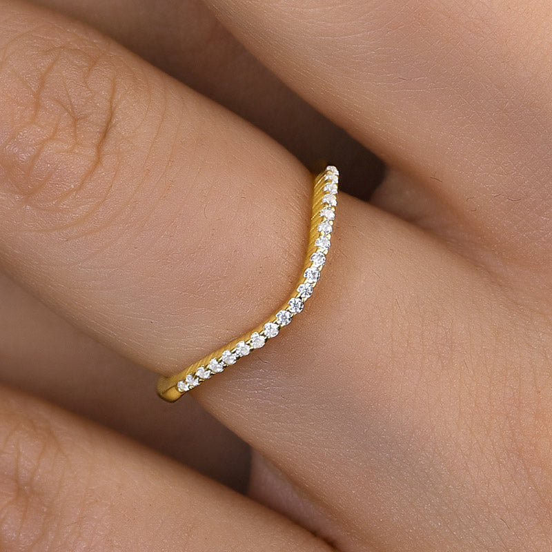 Unique Yellow Gold Pave Wedding Band