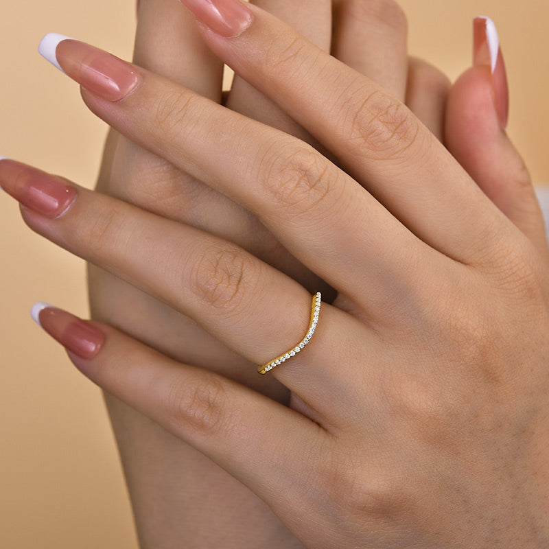 Unique Yellow Gold Pave Wedding Band