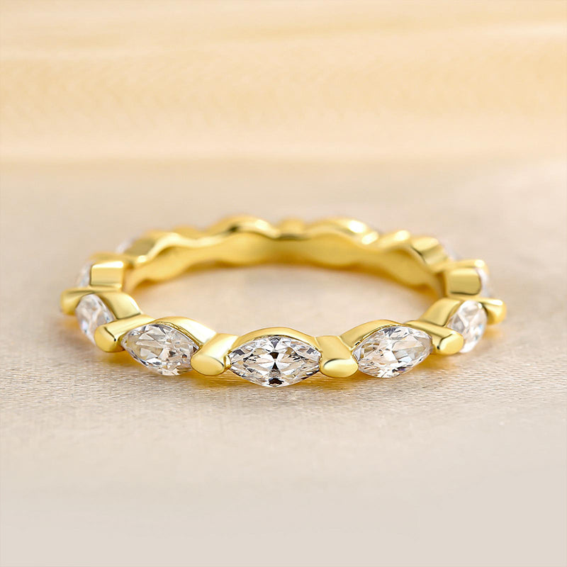 Elegant Marquise Cut Full Wedding Band In Sterling Silver