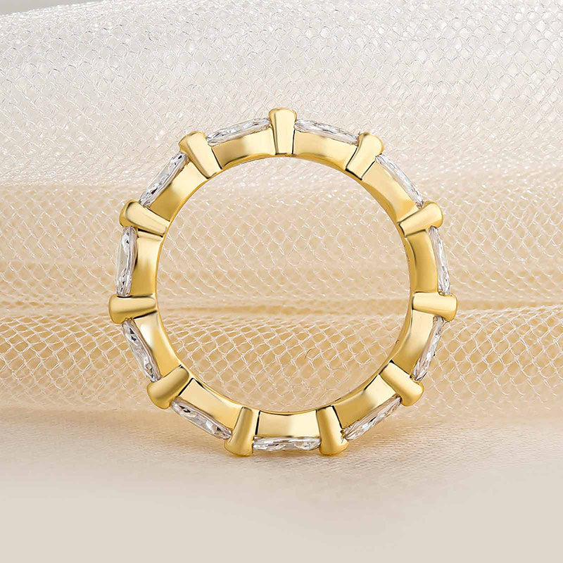Elegant Marquise Cut Full Wedding Band In Sterling Silver