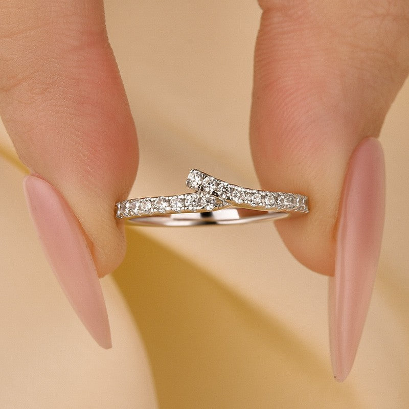 Unique White Gold Wedding Band In Sterling Silver