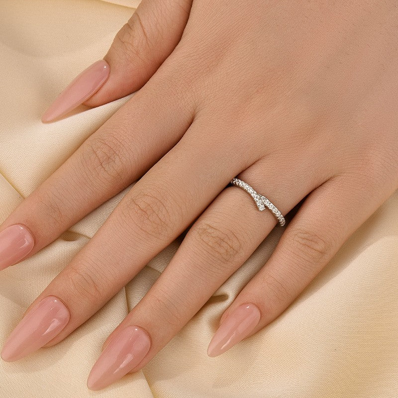 Unique White Gold Wedding Band In Sterling Silver