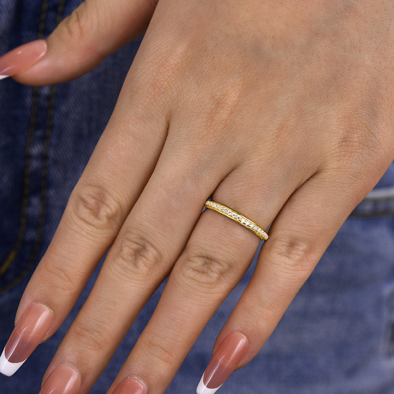 Desirable Yellow Gold Pave Wedding Band