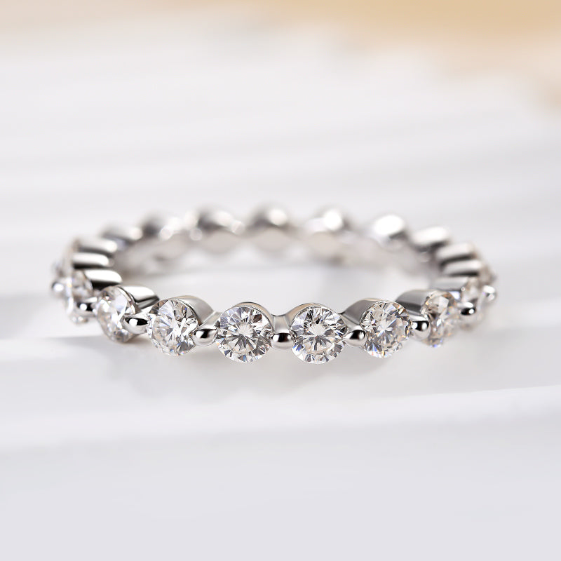Maxine Moissanite Eternity Round Cut Wedding Band In Sterling Silver